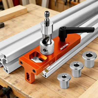 Aluminum Profile 2-in-1 Hole Puncher M6M8 Through-hole Tapping Locator with 14mm Drill Sleeve for 2020 2040 2060 3030 3060 4040 4060 Profiles