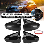For Renault For Clio 4 MK4 2012-2019 Pair Rear View Mirror Cap Cover Direct Add-On Left & Right