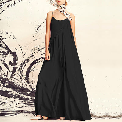 LinkMejor Plus Size Womens Long Dress Casual Sleeveless Solid Summer Long Maxi Dress