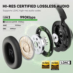 Oneodio Focus A6 Wireless Headset Bluetooth V6.0 Headphones -48dB Dual Active Noise Cancelling 5-mic ENC AI Call Noise Reduction 40mm HiFi Driver 3D Spatial Sound 75H Playtime Support Wired Connection Low Latency Over-Ear Headphones