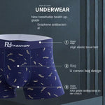4Pcs Mens Underwear Soft Breathable Cotton Trunks Plus Size Boxer Briefs Short Mid Waist Print Flat Corner Pants
