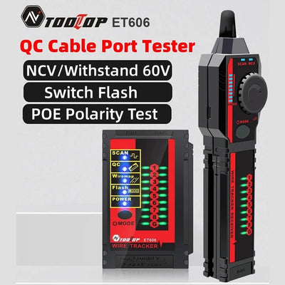 LinkMejor ET606 Network Cable Tester POE Test 3KM Digital Cable Tracing Cross Short Circuit Checking Crystal Port RJ45/RJ11 Tester