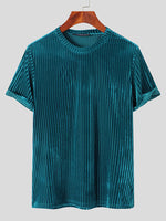 LinkMejor Men T-Shirts Fashion Solid Color Skinny Elastic Top Tee Casual Summer Round Neck Short Sleeve Mens Clothing
