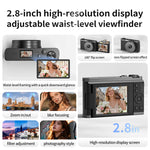 DC203 12MP Waist-Level Digital Camera 4K Photo Video 28X Zoom Auto Focus Dual Screen Vlogging Camera for Photography 1200mAh OTG Transfer Portable Compact Creative Shot