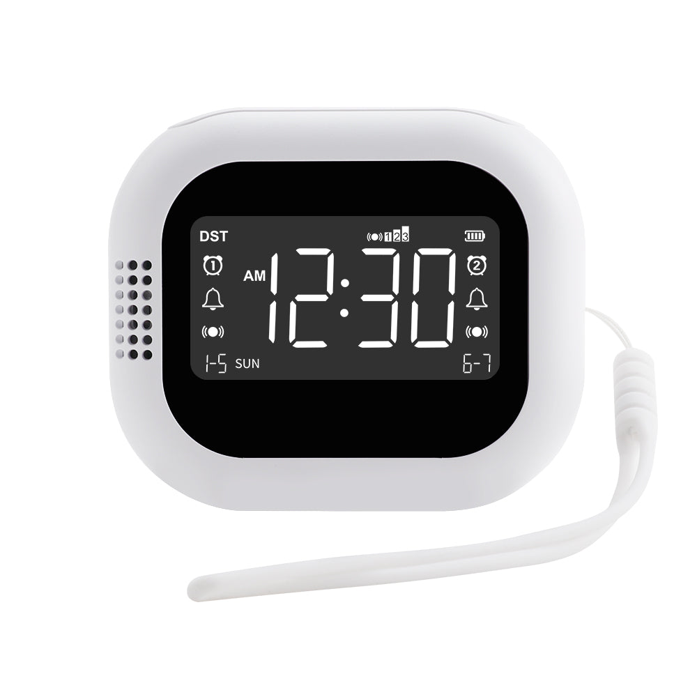 TS-BC700 Portable Vibrating Alarm Clock with 2.75 Inch Screen Multifunction Rechargeable 1800mAh Battery for Deaf / Elderly / Heavy Sleepers