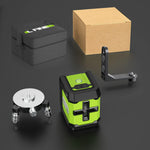 Mini 360-Degree Green Cross Line Laser Level with 2400mAh Lithium Battery including USB L-Bracket and Carry Pouch perfect for DIY Drywall Picture Hanging Ceiling Installation