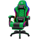 LinkMejor RGB Gaming Chair with Speakers Music Rhythm LED Lights Computer Chair with Massage Lumbar Surport 135°Recliner with Footrest Ergonomic Video Game Chairs for Adults