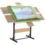 LinkMejor 1500 Piece Adult Puzzle Table Portable Wooden Puzzle Board Table with Drawers Adjustable Height 4 Tilt Angles Transparent Lid Non-Slip Felt Surface A Perfect Gift for Mom