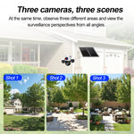 LinkMejor 4G 15MP HD Three-lens Solar Security Camera Outdoor PTZ Night Vision 2-Way Audio Blue Red Light Deterrent 24/7 Recording Waterproof Outdoors CCTV Cameras