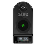 [GaN]LinkMejor BW-FW10 240W 10-in-1 Wireless Alarm Clock Charger 2USB-A+4USB-C PD3.1/3.0 QC4.0/3.0/2.0 PPS AFC SCP FCP Fast Charging Desktop Charging Station with Time Display and 2 Alarm Clocks EU Plug for iPhone 16 for Samsung for iPad  for Apple Watch