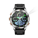 LinkMejor KT80 1.46-inch HD Screen SOS Flashlight UV Light 3ATM Waterproof Heart Rate Blood Oxygen Monitor Sleep Monitoring Multi-sport Modes Smart Watch