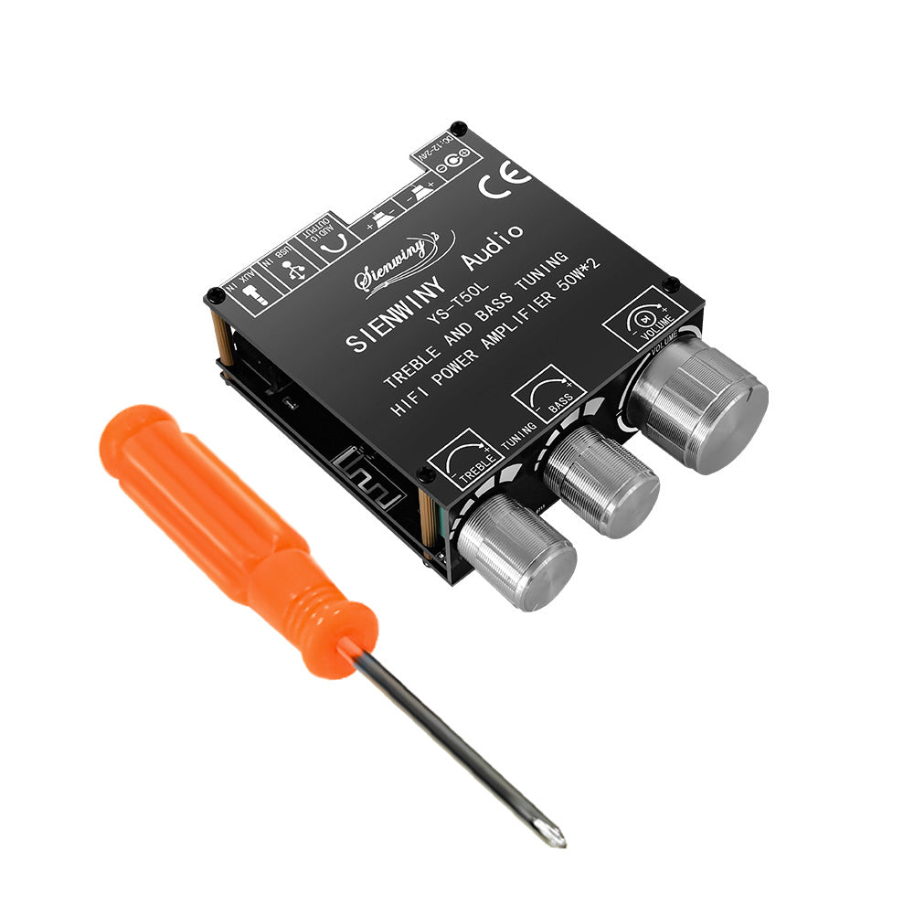 YS-T50L bluetooth 5.1 Audio Amplifier Board 50W×2 with Front-End High-Bass Adjustment Stereo Digital Amplifier Module Board