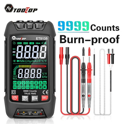 AV TOOLTOP ET8135 Multimeter Color LCD Display 9999 Counts True RMS Auto Range Voltage Current Resistance Diode Capacitor NCV Frequency Temperature Measurement Tool