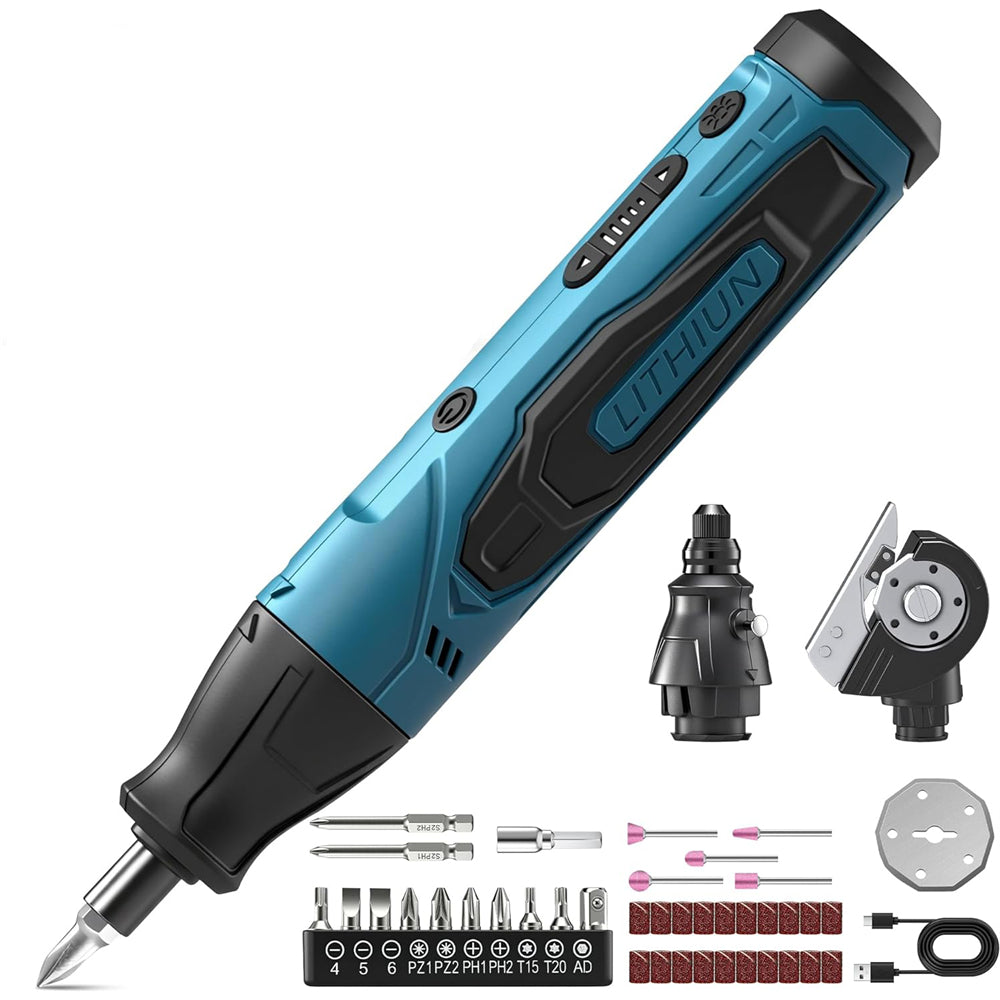 65 in 1 Mini Electric Screwdriver Set 4V Cordless Rotary Tool Cardboard Cutter DIY Tool Kit Light Duty Home Repairs