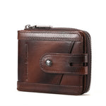 LinkMejor Genuine Leather Bifold Men Zipper Wallet RFID Blocking Mutil Card Holder Coin Purse Small Cash Clip