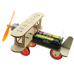 Wooden Electric Biplane Taxiing Aircraft Children's Science Experiment Education Handmade DIY Model Assembly