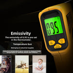 LinkMejor H2 Infrared Laser Thermometer -50℃ to 530℃ High Precision Non-Contact 12:1 Ratio Adjustable Emissivity LCD Backlit Display