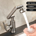 Universal G1/2 Hot and Cold Rotating Faucet 1080 Degree Rotation Copper Material Dual Mode Output Lift Type for Kitchen Bathroom Optional