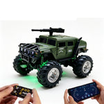 LinkMejor HG4-469 RTR 1/64 2.4G RWD Mini H1 Alloy Army Military Truck RC Car Off-Road LED Light Three Speed Support App Remote Control Vehicles Models Pocket Toys Desktop Collection Gift For Boys