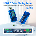 T25 USB 2.0 Color Display Tester 0.96 Inch IPS 4-30V 0-6A 0.001V/0.0001A WiFi 2.4G Android App Auto Rotate Screen USB-A Pass-Through Firmware Update Digital Clock