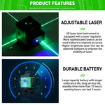 LinkMejor 4D 16 Line Green Laser Level IP54 Self-Leveling 4000mAh Battery Touch Screen for Indoor/Outdoor Construction