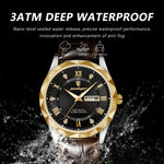 LinkMejor Luxury Business Men Watches Waterproof Luminous Leather Quartz Watch Fashion Date Week Men's Wristwatch