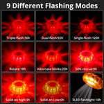 Rechargeable Warning Light 1000mAh USB Type-C 9 Modes LED Emergency Road Safety Light Waterproof Magnetic Crashproof