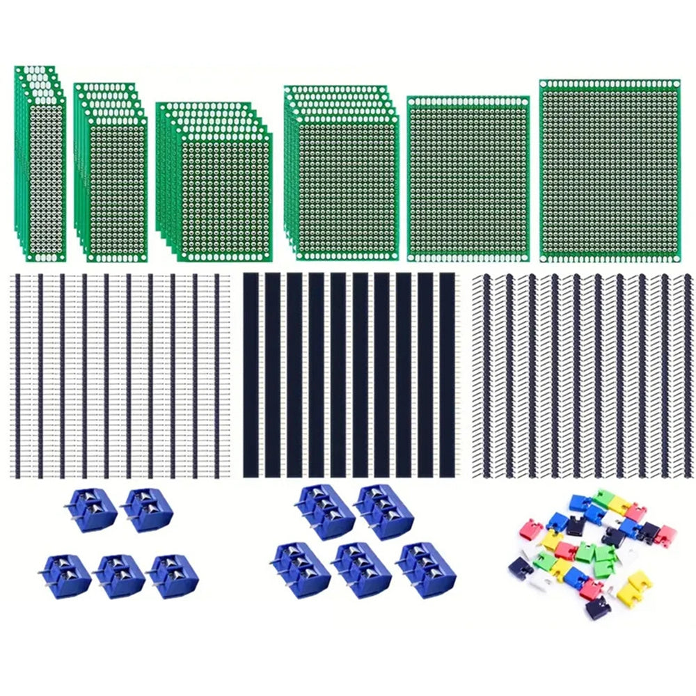 92Pcs Double-sided PCB Board Single Row Pin Single Row Female Terminal Kit Printed Circuit Boards Part Electronic Components