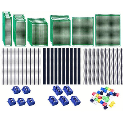 92Pcs Double-sided PCB Board Single Row Pin Single Row Female Terminal Kit Printed Circuit Boards Part Electronic Components