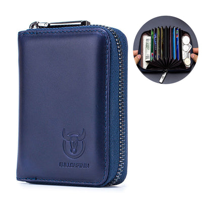 LinkMejor Genuine Leather Wallet for Men Multi Card Slot ID & Credit Card Bag Rfid Protection Card Holder Multifunctional Coin Purse Mens Business Wallet
