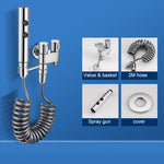 Stainless Steel Toilet Spray Gun Set with Adjustable Modes Spring-Loaded Hose and 360° Support Bathroom Bidet Sprayer for Hygiene Cleaning for Shower Diapers
