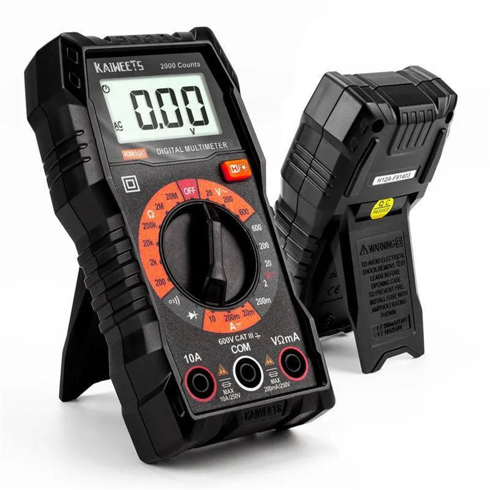 EU Direct KAIWEETS KM100 Digital Multimeter AC/DC Voltage DC Current Resistance Tester Top Safety Features Best for Electrician and DIY Testing