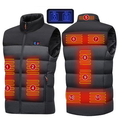 LinkMejor HV-11 Heated Vest 11 Heating Areas Men Jacket Heated Winter Womens Electric Usb Heater Tactical Jacket Man Thermal Vest Body Warmer Coat