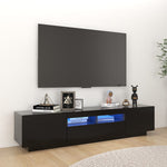 TV Cabinet with LED Lights Black 70.8"x13.8"x15.7"