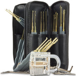 LinkMejor 24pcs Single Hook Lock Pick Set with 1Pc Transparent Lock Locksmith Practice Training Skill Set