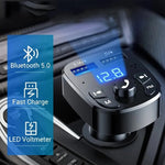 Dual USB Car MP3 Player Fast Charger FM bluetooth Receiver Compatible 5.0 FM Transmitter USB Flash Drive Plug Car Kit