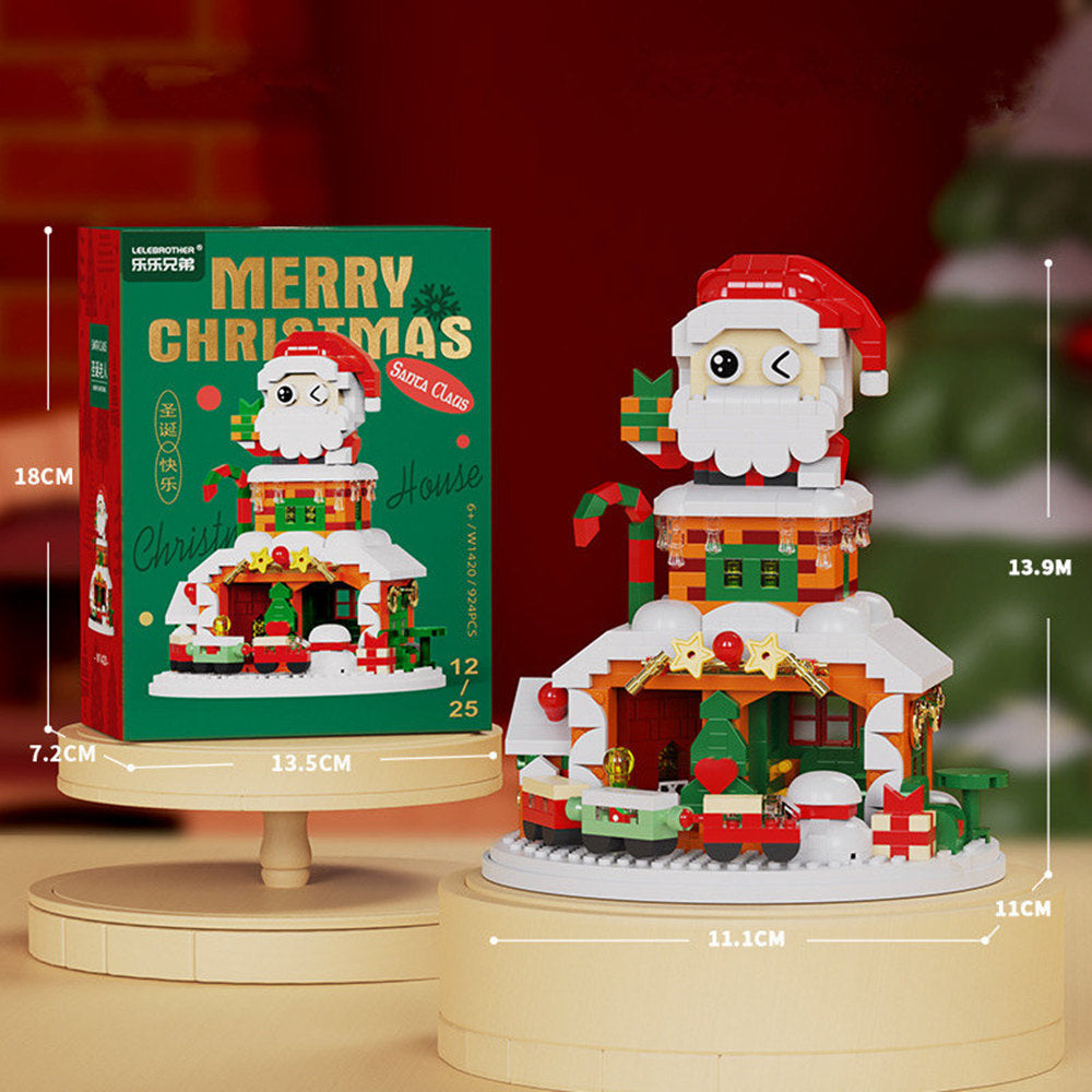 Christmas Elk Deer Santa Claus Building Blocks City Snow House Xmas Tree Decor. Bricks with Light Set Toys for Children Kids Gift