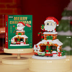 Christmas Elk Deer Santa Claus Building Blocks City Snow House Xmas Tree Decor. Bricks with Light Set Toys for Children Kids Gift