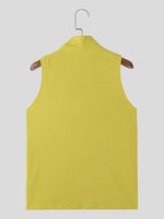 INCERUN Mens Solid Color Design Crossover V-neck Soft Tanks