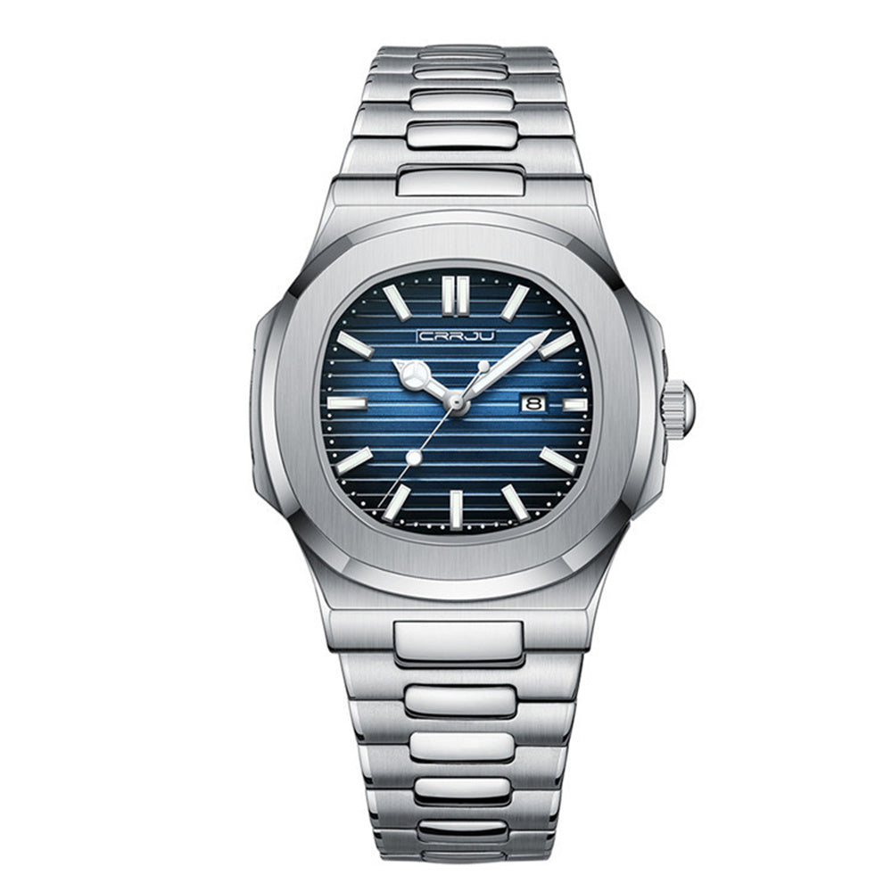 LinkMejor Men's Quartz Watch Stainless Steel Band Waterproof Luminous Square Dial Business Casual Fashion Date Wristwatch