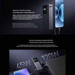 Xiaomi 165W 70.56Wh 20000mAh Digital Display Power Bank Come with Type-C Cable External Battery Power Supply with 2 Inputs & 3 Outputs Support QC2.0/3.0/3.5 PD2.0/3.0/PPS BC1.2 AFC SCP FCP Apple2.4 Fast Charging for iPhone 17 17 Pro 16 Pro Max