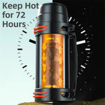 IPRee 1200ml Large Capacity Stainless Steel Insulated Bottle Leak-proof Portable Double-wall Vaccum Thermos Bottle Water Jug Keep Hot 72Hour for Hiking Travel