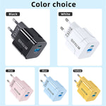 BK317 PD25W 2-Port USB PD Charger USB-A+USB-C PD QC3.0 Fast Charging Wall Charger Adapter EU Plug for iPhone 15 14 13 Pro for Samsung Galaxy Z Flip6 for Huawei Nova Flip for Honor Magic V3