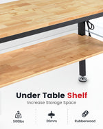 LinkMejor WB0102-Plus 60 Inch Workbench with Pegboard & Rubber Pad / Adjustable Height / 2000 LBS Load Capacity / Power Outlet for Woodworking Garage Workshop Office Shop