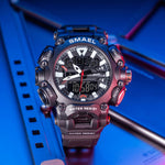 LinkMejor Men Sport Digital Dual Display Watch Multi-function LED Luminous Waterproof Date Week Alarm Wristwatch