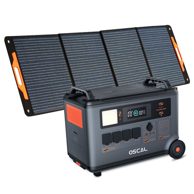 [US Direct]Blackview Oscal PowerMax6000 Rugged Power Station with PM200/PM400 Solar Panel Kit 3600Wh to 57600Wh LiFePO4 Battery Pack Power Bank with 14 Outlets 5 LED Light Modes Morse Code Roller Power Backup for Emergency Communication Camping House