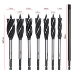 LinkMejor Hex Shank Wood Drill Bit Set 8 Pieces High Speed Steel Spiral Auger Drill Bits for Precise Woodworking Hole Enlarging with Extension Rod and Storage Case