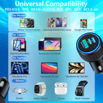 67W 3-Port USB PD Car Charger Adapter USB-A+2USB-C PD3.0/2.0 QC4.0+/03.0/2.0 Support PPS FCP AFC DCP BC1.2 Fast Charging with Blue LED for iPhone 16 16 Pro 15 14 13 Pro Max for Huawei Pura X for Xiaomi 15pro for Samsung Galaxy S25 Ultra
