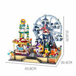 LinkMejor JJ9238 Creative MOC Game Amusement Park with Clown Characters Building Block Brick Assembly Kit for Children Birthday Gift Toys