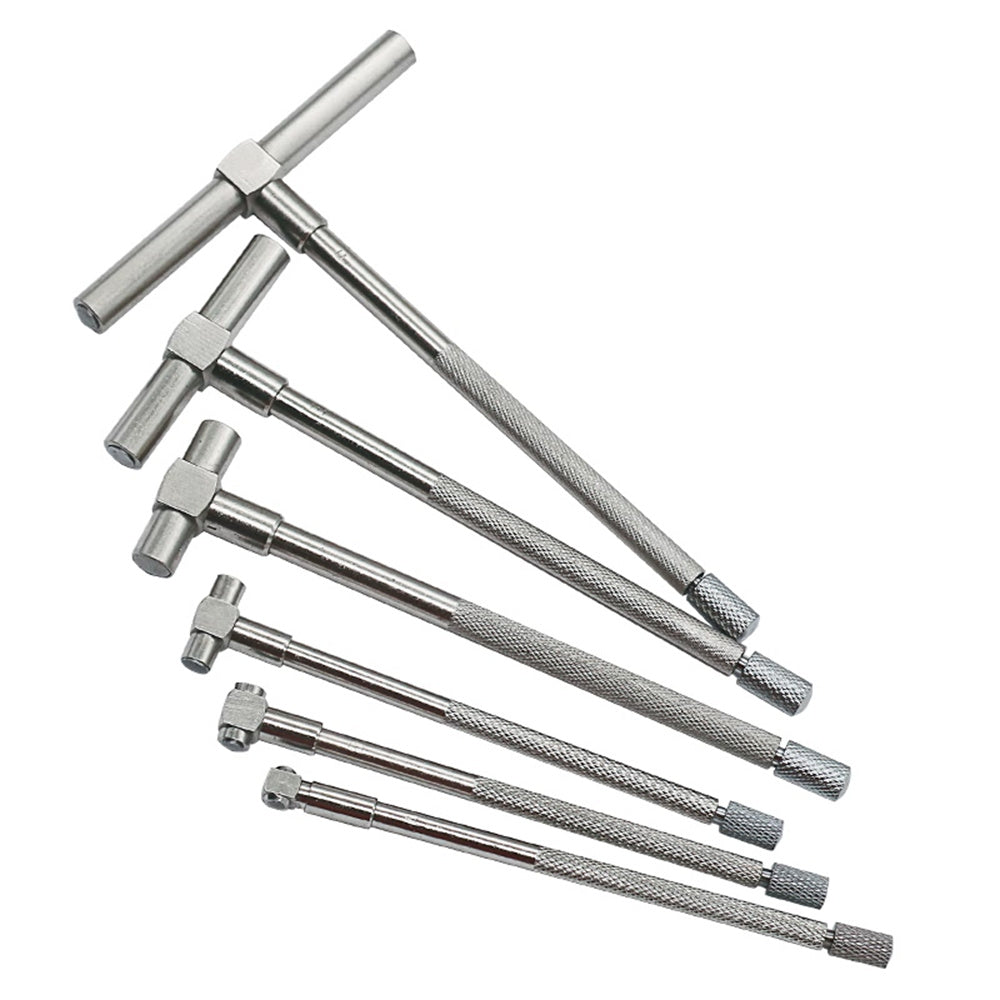 6PCS Telescopic Precision Gauge Set 8-150 mm Internal T Bore Hole Gauge Set Plated Square Head Telescopic Gauge Micrometer Measuring Tools